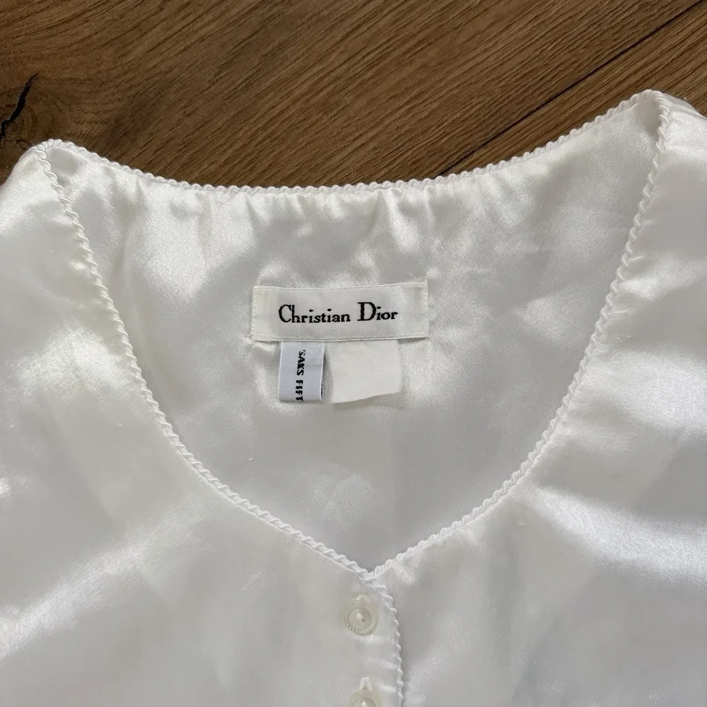 Vintage Christian Dior White Satin Nightgown‎ Saks CD Logo Lingerie